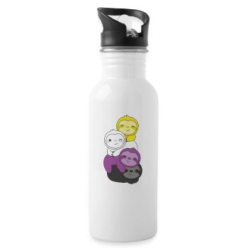 Nonbinary Flag Pride LGBTQ süßer Faultier Haufen - Trinkflasche mit integriertem Trinkhalm - Weiß - Rechts