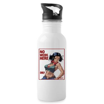 No weebs here, just anime women - Water bottle with straw - white - Right