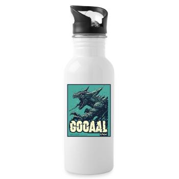 Tor! Kaiju Fußball Fan - Trinkflasche mit integriertem Trinkhalm - Weiß - Rechts