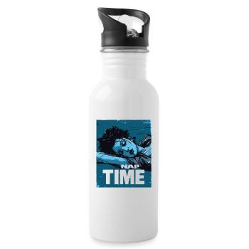Frau schläft, Mittagsschlaf - Trinkflasche mit integriertem Trinkhalm - Weiß - Rechts
