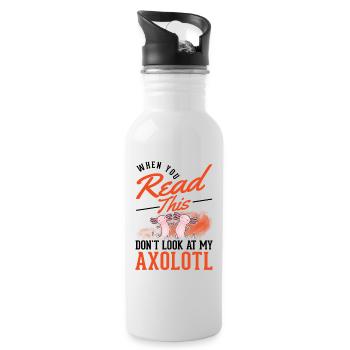 Axolotl Gift Amphibian Axolotl - Water bottle with straw - white - Right