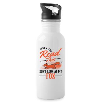 Fuchs Geschenk Rotfuchs - Trinkflasche mit integriertem Trinkhalm - Weiß - Rechts