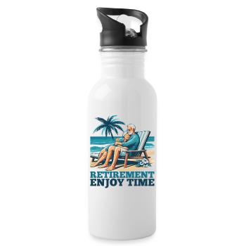 Retirement Retirement Time Enjoy Gift - Water bottle with straw - white - Right
