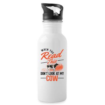 Cow Gift Farmer Cattle Breeder Cows - Water bottle with straw - white - Right