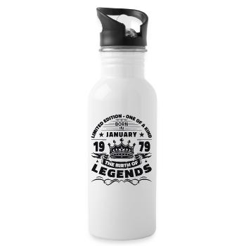 45th Birthday January Vintage Legendary Since 1979 - Water bottle with straw - white - Right