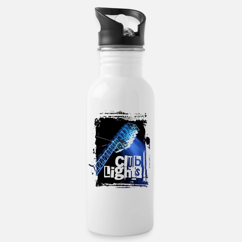 Club Lights - Rostock - Trinkflasche mit integriertem Trinkhalm - Weiß