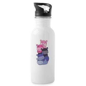 Omnisexuell Flag Pride LGBTQ süßer Hippo Stapel - Trinkflasche mit integriertem Trinkhalm - Weiß - Rechts