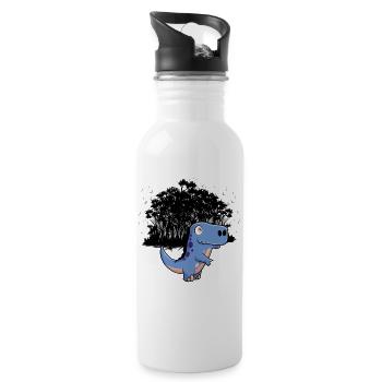 Dschungel Uhrzeit Steinzeit Fantasy Dino Kinder - Trinkflasche mit integriertem Trinkhalm - Weiß - Rechts