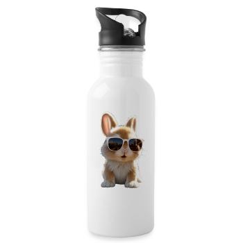 Hase Kaninchen Feldhase Bunny Geschenk Süße Hasen - Trinkflasche mit integriertem Trinkhalm - Weiß - Rechts