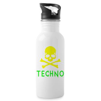 Techno-Knochen - Trinkflasche mit integriertem Trinkhalm - Weiß - Rechts