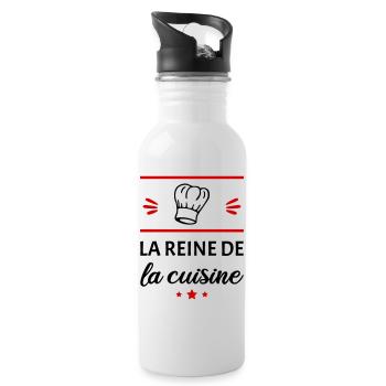 La reine de la cuisine, fête des mères, cuisinière - Gourde avec paille intégrée - blanc - Droite