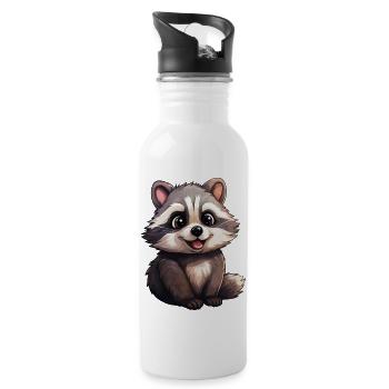 Baby Raccoon - Water bottle with straw - white - Right