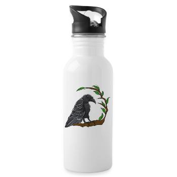 Krähe Rabe Raben Vögel Märchenfigur Wildtiere Wald - Trinkflasche mit integriertem Trinkhalm - Weiß - Rechts