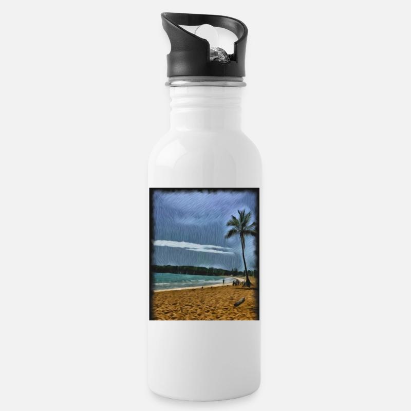 Entspannung - Trinkflasche mit integriertem Trinkhalm - Weiß