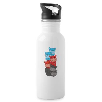 Polyamory Flag Pride LGBTQ süße Hippo - Trinkflasche mit integriertem Trinkhalm - Weiß - Rechts