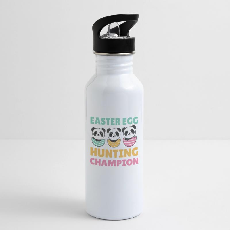 cute pandas for easter with easter eggs panda Water bottle with straw