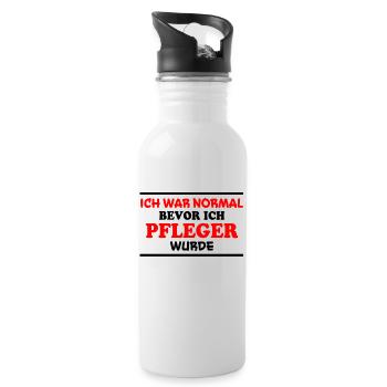 Pfleger Spruch Pflegekraft Lustig Pfleger Geschenk - Trinkflasche mit integriertem Trinkhalm - Weiß - Rechts