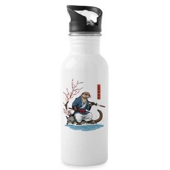 Kawaii Samurai Otter Ukiyo-E Kunst Streetwear - Trinkflasche mit integriertem Trinkhalm - Weiß - Rechts
