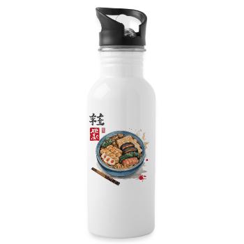 Ukiyo-E Ramen Iconic Vintage Japan Streetwear - Gourde avec paille intégrée - blanc - Droite