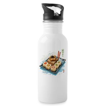 Design esthétique japonais Sushi Streetwear - Gourde avec paille intégrée - blanc - Droite