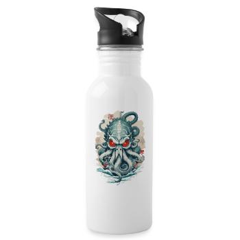 Yokai Tentakeln Seeungeheuer Dämon Vintage Japan - Trinkflasche mit integriertem Trinkhalm - Weiß - Rechts