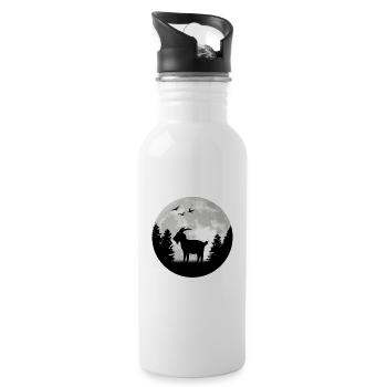 Ziegen Mond Ziegenwirt Ziege - Trinkflasche mit integriertem Trinkhalm - Weiß - Rechts