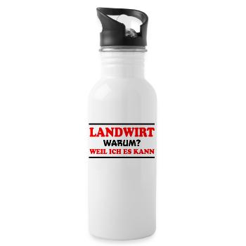 Landwirt Spruch Traktor Lustiges Landwirt Geschenk - Trinkflasche mit integriertem Trinkhalm - Weiß - Rechts