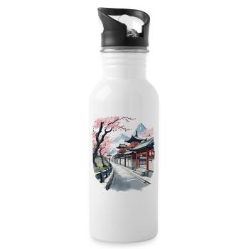 Japon Vintage Esthétique Rétro Streetwear Design - Gourde avec paille intégrée - blanc - Droite
