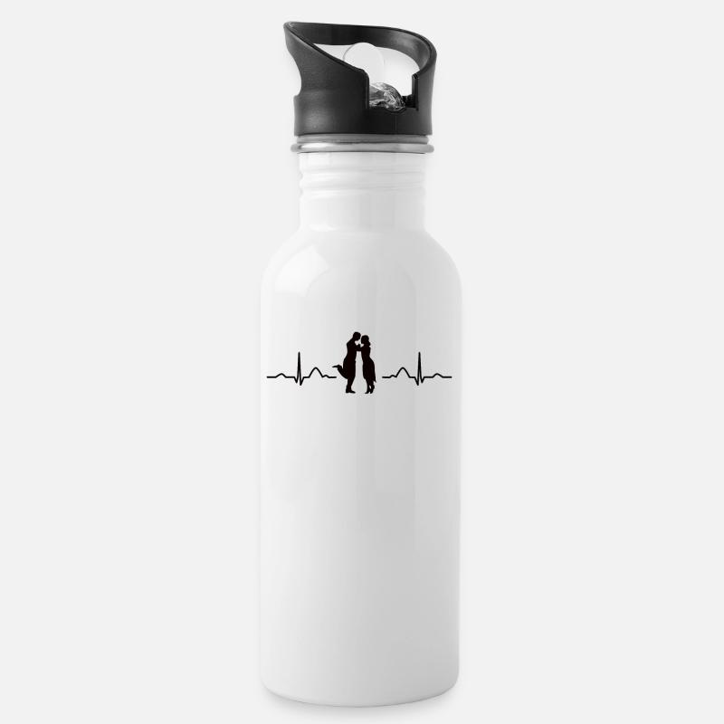 Tango Argentino Heartbeat Tango Vals - Trinkflasche mit integriertem Trinkhalm - Weiß