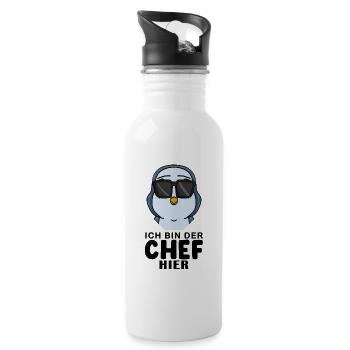 Pinguin - Trinkflasche mit integriertem Trinkhalm - Weiß - Rechts