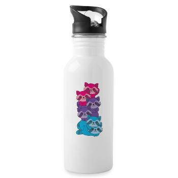 androgyn Flag Pride LGBTQ süße Waschbär - Trinkflasche mit integriertem Trinkhalm - Weiß - Rechts