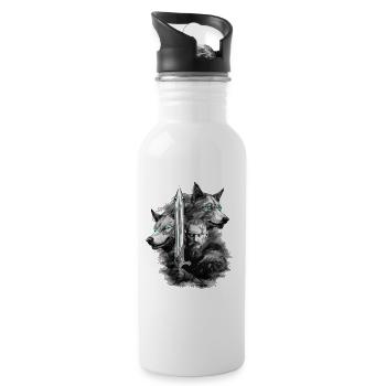 Viking Wolf - Trinkflasche mit integriertem Trinkhalm - Weiß - Rechts