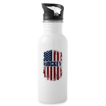 HOCKEY Amerika USA Grunge Flagge - Trinkflasche mit integriertem Trinkhalm - Weiß - Rechts