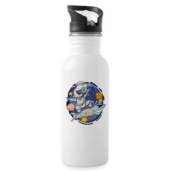 Astronaut in Space - Astronaut Motif for Kids - Water bottle with straw - white - Right