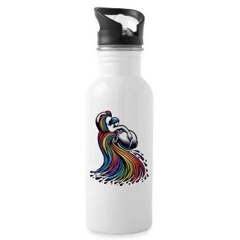 Aquarius Zodiac Elegant Rainbow Design - Water bottle with straw - white - Right