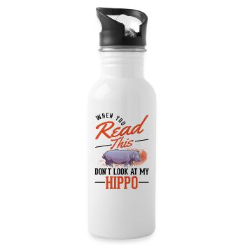 Hippo Lover Hippo Hippo Hippo - Water bottle with straw - white - Right