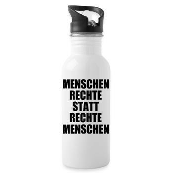 menschenrechte statt rechte menschen - Trinkflasche mit integriertem Trinkhalm - Weiß - Rechts