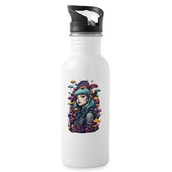 Festival des champignons Psy Trance Goa E-Girl Design - Gourde avec paille intégrée - blanc - Droite