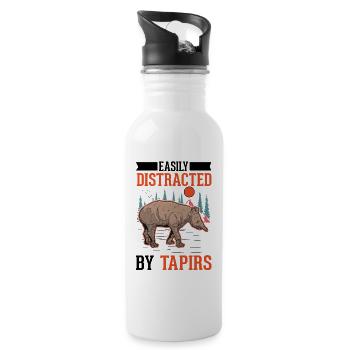 Easily distracted by Tapirs - Trinkflasche mit integriertem Trinkhalm - Weiß - Rechts