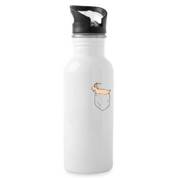Goat in breast pocket - Water bottle with straw - white - Right