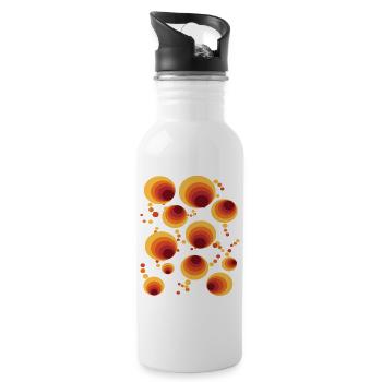 Abstraktes Polka Dots Kreismuster - Trinkflasche mit integriertem Trinkhalm - Weiß - Rechts