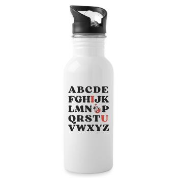 ABC I love you Kids Cow Valentine's Day - Water bottle with straw - white - Right