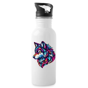 Loup - Gourde avec paille intégrée - blanc - Droite