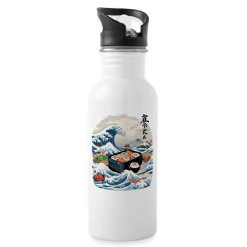 Sushi japonais Ukiyo-E Art Design esthétique - Gourde avec paille intégrée - blanc - Droite