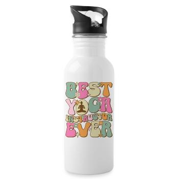 Bester Yogalehrer aller Zeiten - Trinkflasche mit integriertem Trinkhalm - Weiß - Rechts