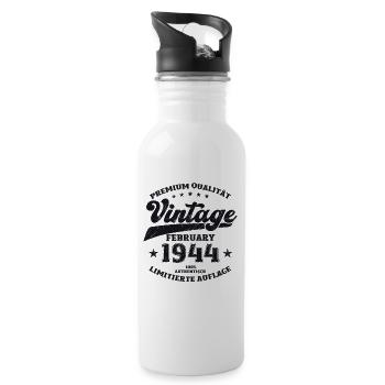 80e anniversaire mari Vintage février Vintage 1944 - Gourde avec paille intégrée - blanc - Droite