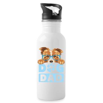 Border Collie Hund DAD - Trinkflasche mit integriertem Trinkhalm - Weiß - Rechts