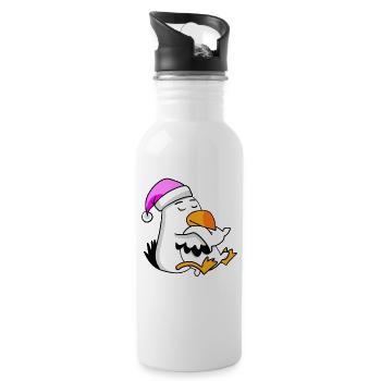Seagull Tired Sleeping Sleeping Girl - Water bottle with straw - white - Right