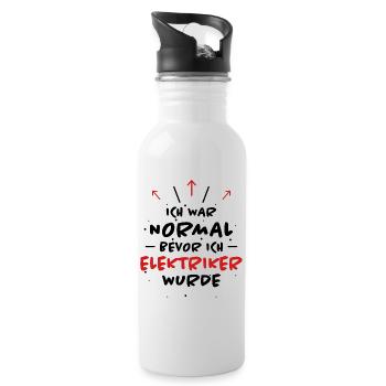 Elektriker Spruch Job Lustiges Elektriker Geschenk - Trinkflasche mit integriertem Trinkhalm - Weiß - Rechts