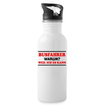 Busfahrer Spruch Beruf Lustiges Busfahrer Geschenk - Trinkflasche mit integriertem Trinkhalm - Weiß - Rechts
